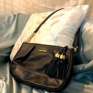 Calvin Klein small leather shoulder purse - Black